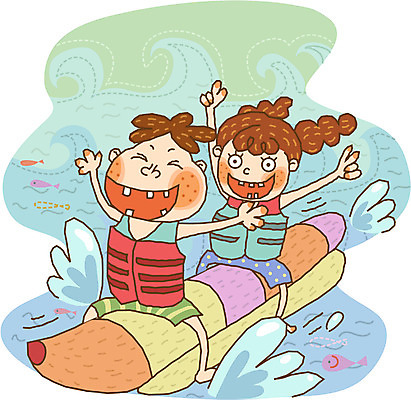 EPS 주간 라이프스타일 계절 여자 어린이교육 교육 남자 초등학생 어린이 바다 일러스트 방학 여름방학 사람 야외 두명 여름 바나나보트 어린이만 국내일러스트 자연요소 학생 휴가 생활 보트 파일형식 벡터 여름_계절
