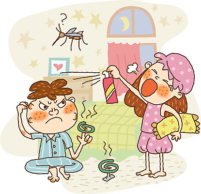 EPS 라이프스타일 계절 여자 어린이교육 교육 남자 초등학생 어린이 일러스트 방학 실내 여름방학 사람 두명 여름 야간 모기 모기향 어린이만 국내일러스트 자연요소 학생 휴가 내부 생활 해충 파일형식 벡터 여름_계절