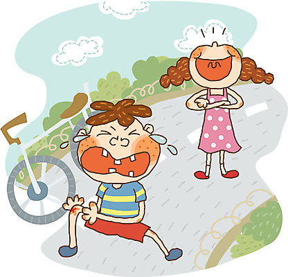 EPS 주간 라이프스타일 계절 여자 어린이교육 교육 남자 초등학생 어린이 일러스트 방학 여름방학 사람 야외 두명 자전거 상처 넘어짐 어린이만 국내일러스트 자연요소 학생 모션 휴가 생활 바이크 파일형식 벡터 여름_계절