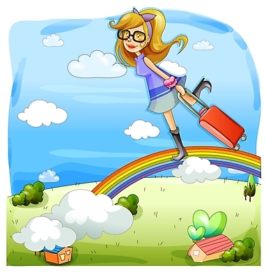 EPS 주간 여자 여행 무지개 일러스트 상상 자연 휴가 한명 사람 20대 성인 야외 여행가방 시골 여자만 여자한명만 성인여자만 청년만 청년여자만 성인한명만 청년여자한명만 성인여자한명만 성인만 국내일러스트 자연요소 1 가방 청년 생태계 파일형식 벡터