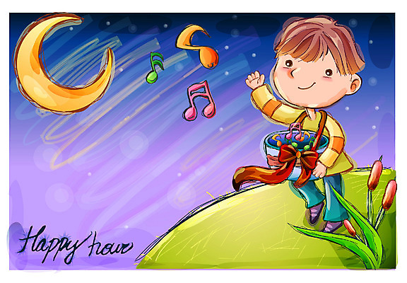 EPS 남자 행복 감정 초등학생 어린이 음악 음표 일러스트 상상 자연 동화 한명 사람 소년 야외 달 야간 초승달 순수 언덕 남자만 남자한명만 어린이만 소년만 소년한명만 국내일러스트 자연요소 1 학생 기호 컨셉 문화예술 생태계 파일형식 벡터