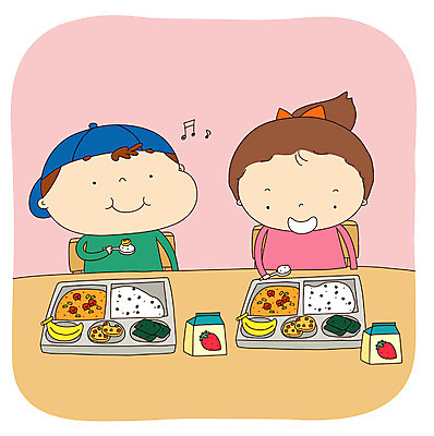 EPS 학생 여자 어린이교육 교육 남자 어린이라이프 초등학생 어린이 일러스트 학교 사람 앉기 소녀 소년 상반신 두명 점심 급식 어린이만 국내일러스트 라이프스타일 모션 파일형식 벡터