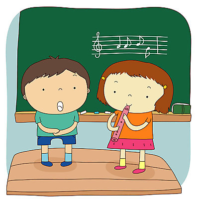 EPS 전신 학생 여자 어린이교육 교육 남자 어린이라이프 초등학생 어린이 음악 연주 일러스트 노래 교과목 교실 학교 수업 실내 관악기 서기 사람 소녀 소년 두명 음악교육 리코더 어린이만 국내일러스트 라이프스타일 악기 모션 문화예술 내부 목관악기 파일형식 벡터