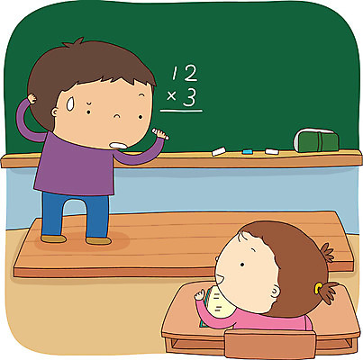 EPS 학생 여자 어린이교육 교육 남자 어린이라이프 초등학생 어린이 일러스트 교실 학교 수업 실내 사람 소녀 소년 두명 수학 발표 수학교육 어린이만 국내일러스트 라이프스타일 교과목 내부 파일형식 벡터