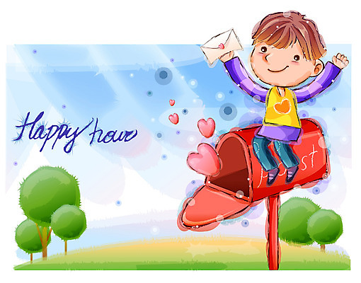 EPS 주간 남자 행복 감정 초등학생 어린이 일러스트 상상 자연 동화 한명 사람 소년 야외 우체통 편지 순수 남자만 남자한명만 어린이만 소년만 소년한명만 국내일러스트 자연요소 1 학생 컨셉 생태계 파일형식 벡터