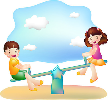 EPS 주간 여자 어린이교육 교육 남자 어린이 일러스트 놀이 사람 소년 야외 두명 놀이터 시소 어린이만 소녀_어린이 국내일러스트 자연요소 놀이기구 파일형식 벡터