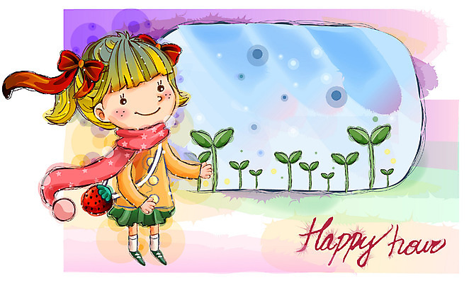 EPS 여자 행복 감정 초등학생 어린이 일러스트 상상 자연 동화 한명 사람 소녀 새싹 순수 여자만 여자한명만 어린이만 소녀만 소녀한명만 국내일러스트 식물 1 학생 컨셉 생태계 파일형식 벡터