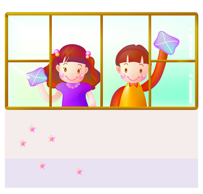 EPS 학생 여자 어린이교육 교육 남자 초등학생 어린이 일러스트 창문 교실 학교 사람 소년 두명 스쿨라이프 청소 청소시간 유리창닦기 어린이만 소녀_어린이 국내일러스트 라이프스타일 닦기 파일형식 벡터