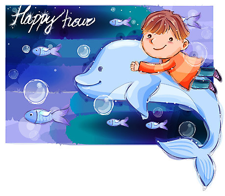 EPS 남자 행복 감정 초등학생 어린이 바다 일러스트 상상 자연 동화 한명 사람 소년 순수 돌고래 남자만 남자한명만 어린이만 소년만 소년한명만 국내일러스트 1 학생 컨셉 포유류 수중동물 생태계 파일형식 벡터