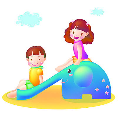 EPS 여자 어린이교육 교육 남자 어린이 일러스트 놀이 사람 소년 두명 미끄럼틀 놀이터 어린이만 소녀_어린이 국내일러스트 놀이기구 파일형식 벡터