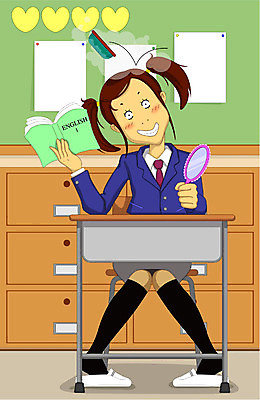 EPS 전신 학생 여자 교육 교복 일러스트 교실 학교 청소년 고등학생 수업 한명 사람 앉기 10대 여자만 여자한명만 십대만 십대여자만 십대여자한명만 국내일러스트 1 옷 모션 파일형식 벡터