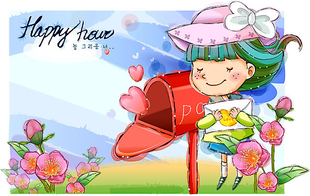 EPS 여자 꽃 행복 감정 초등학생 어린이 일러스트 상상 자연 동화 사랑 한명 사람 소녀 야외 우체통 편지 순수 그리움 여자만 여자한명만 어린이만 소녀만 소녀한명만 국내일러스트 식물 1 학생 컨셉 생태계 파일형식 벡터