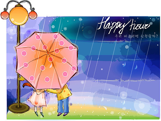 EPS 커플 공공시설 여자 남자 행복 감정 어린이 가로등 일러스트 우산 상상 자연 동화 사랑 사람 소녀 소년 야외 두명 야간 순수 소서 어린이만 국내일러스트 자연요소 컨셉 관계 여름 절기 시설 생태계 파일형식 벡터