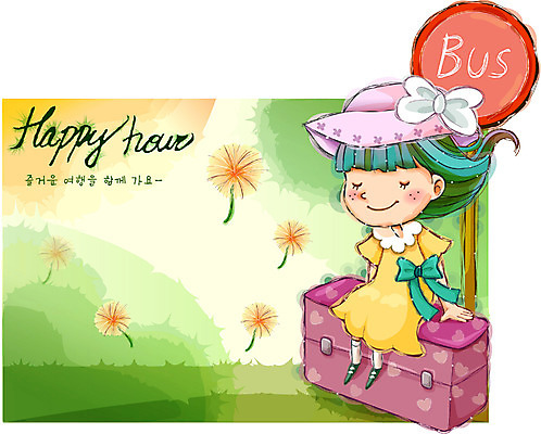 EPS 여자 행복 감정 어린이 여행 일러스트 교통시설 상상 자연 한명 사람 소녀 20대 성인 여행가방 표지판 역 버스정류장 순수 여자만 여자한명만 국내일러스트 1 교통 컨셉 가방 알림판 청년 시설 생태계 파일형식 벡터