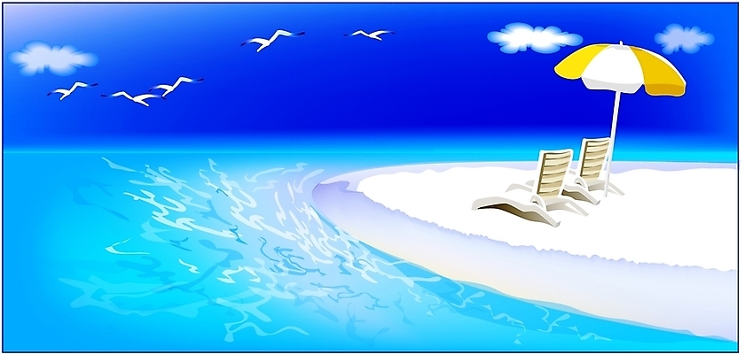 EPS 주간 동물 구름 사계절 계절 바다 백그라운드 일러스트 자연 갈매기 조류 하늘 풍경 해변 사람없음 야외 여름 파라솔 선베드 국내일러스트 자연요소 의자 생태계 파일형식 벡터