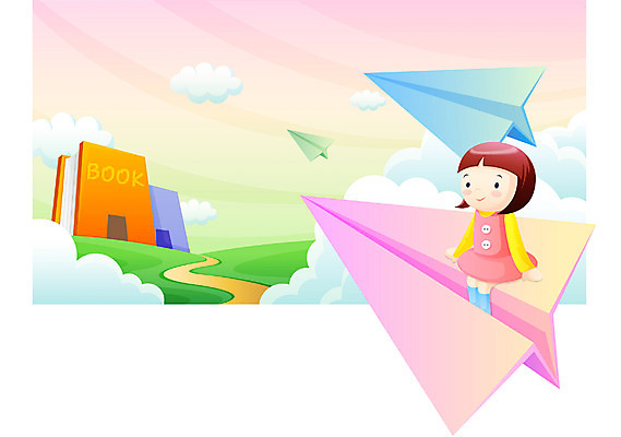 EPS 주간 여자 어린이교육 교육 초등학생 어린이 일러스트 상상 하늘 한명 사람 앉기 소녀 상반신 야외 책 종이비행기 여자만 여자한명만 어린이만 소녀만 소녀한명만 국내일러스트 자연요소 1 학생 모션 종이접기 파일형식 벡터