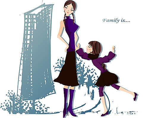 EPS 전신 여자 딸 어린이 일러스트 가정 가족 모녀 엄마 서기 사람 야외 두명 소풍 여자만 국내일러스트 관계 모션 야외활동 파일형식 벡터