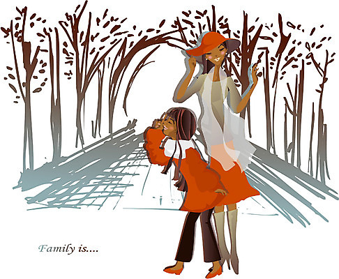 EPS 전신 여자 딸 어린이 일러스트 가정 가족 모녀 엄마 서기 사람 야외 두명 소풍 여자만 국내일러스트 관계 모션 야외활동 파일형식 벡터