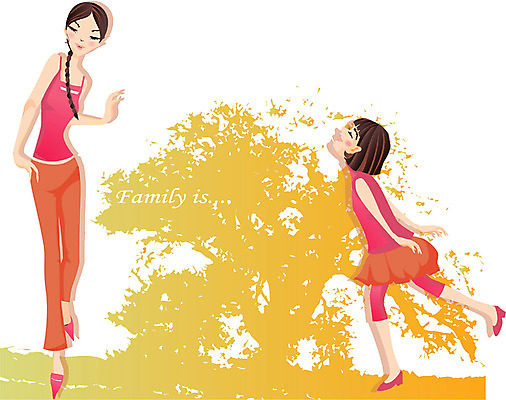 EPS 전신 여자 딸 어린이 일러스트 가정 가족 모녀 엄마 서기 사람 두명 소풍 여자만 국내일러스트 관계 모션 야외활동 파일형식 벡터