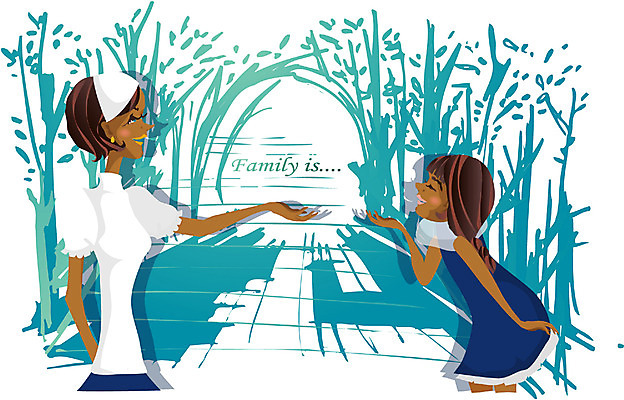 EPS 원피스 여자 딸 어린이 일러스트 가정 가족 모녀 엄마 서기 사람 상반신 야외 두명 소풍 여자만 국내일러스트 옷 관계 모션 야외활동 파일형식 벡터