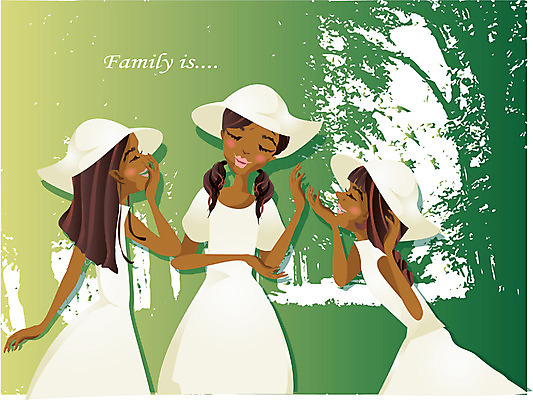 EPS 모자 원피스 여자 포즈 일러스트 가정 가족 서기 사람 상반신 야외 세명 소풍 자매 여자만 국내일러스트 잡화 옷 관계 모션 야외활동 파일형식 벡터