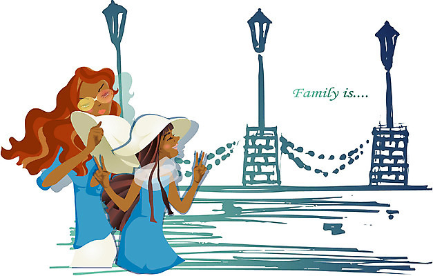 EPS 여자 딸 어린이 여행 일러스트 가정 가족 모녀 엄마 휴가 서기 사람 상반신 야외 두명 소풍 여자만 국내일러스트 관계 모션 야외활동 파일형식 벡터