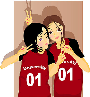 EPS 직업 학생 여자 대학생 포즈 유니폼 일러스트 그림자 사람 상반신 성인 두명 단발머리 신입생 브이 여자만 성인여자만 성인만 국내일러스트 헤어스타일 옷 손짓 파일형식 벡터