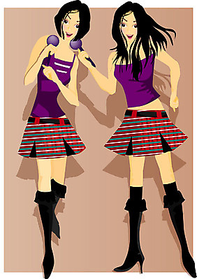 EPS 전신 직업 학생 여자 대학생 포즈 일러스트 응원 부츠 그림자 서기 사람 성인 두명 치마 미니스커트 마이크 신입생 치어리더 여자만 성인여자만 성인만 국내일러스트 음향기기 신발 모션 하의 파일형식 벡터