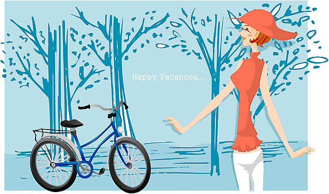 EPS 나무 공원 공공시설 여자 여행 포즈 일러스트 휴가 휴식 한명 서기 사람 상반신 20대 성인 야외 여름휴가 바캉스 자전거 단발머리 여자만 여자한명만 성인여자만 청년만 청년여자만 성인한명만 청년여자한명만 성인여자한명만 성인만 국내일러스트 식물 1 헤어스타일 컨셉 모션 청년 바이크 시설 파일형식 벡터 여름_계절