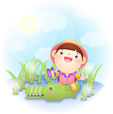 EPS 주간 전신 남자 감정 초등학생 어린이 일러스트 상상 하늘 한명 서기 사람 소년 야외 탐험 순수 악어 남자만 남자한명만 어린이만 소년만 소년한명만 국내일러스트 자연요소 1 학생 컨셉 파충류 모션 파일형식 벡터