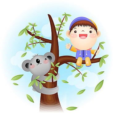 EPS 주간 전신 나무 동물 모자 남자 감정 초등학생 어린이 일러스트 상상 하늘 한명 사람 앉기 소년 야외 순수 코알라 남자만 남자한명만 어린이만 소년만 소년한명만 국내일러스트 자연요소 식물 1 학생 잡화 컨셉 포유류 모션 파일형식 벡터