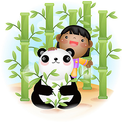 EPS 주간 서양인 동물 여자 감정 초등학생 어린이 흑인 일러스트 상상 한명 서기 사람 소녀 야외 판다 대나무 순수 대나무숲 여자만 여자한명만 어린이만 소녀만 소녀한명만 국내일러스트 자연요소 외국인 나무 1 학생 컨셉 곰 모션 숲 파일형식 벡터