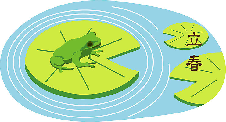 EPS 클립아트 동물 척추동물 일러스트 개구리 양서류 사람없음 야외 봄 연못 절기 연잎 우수 입춘 국내일러스트 계절 잎 파일형식 벡터