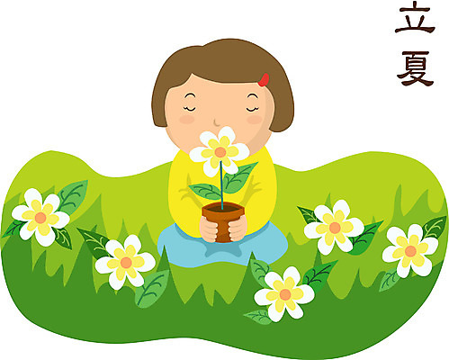 EPS 클립아트 계절 여자 꽃 일러스트 청소년 한명 사람 야외 10대 절기 입하 여자만 여자한명만 십대만 십대여자만 십대여자한명만 국내일러스트 식물 1 파일형식 벡터