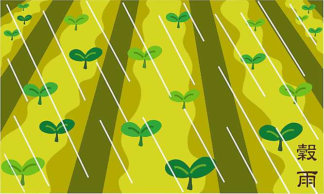 EPS 클립아트 식물 계절 밭 일러스트 날씨 사람없음 야외 새싹 봄 비 절기 곡우 국내일러스트 자연요소 농업 파일형식 벡터