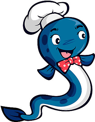 EPS 클립아트 캐릭터 일러스트 홍보캐릭터 나비넥타이 의인화 요리사모자 어류 사람없음 요식업 장어 해산물 특산물 음식캐릭터 장어캐릭터 일러캐릭터 모자_잡화 산업 음식 넥타이 요리사 수중동물 파일형식 벡터