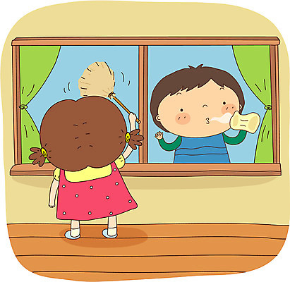 EPS 여자 어린이교육 교육 남자 어린이라이프 초등학생 어린이 일러스트 창문 교실 학교 실내 서기 사람 소녀 소년 두명 청소 창가 청소시간 어린이만 국내일러스트 학생 라이프스타일 모션 내부 파일형식 벡터
