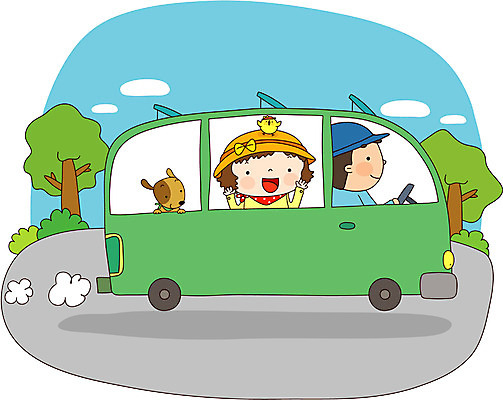 EPS 주간 여자 남자 어린이라이프 어린이 여행 한대 일러스트 휴가 버스 사람 소녀 상반신 야외 두명 어린이만 국내일러스트 자연요소 1 라이프스타일 육상교통 대중교통 파일형식 벡터