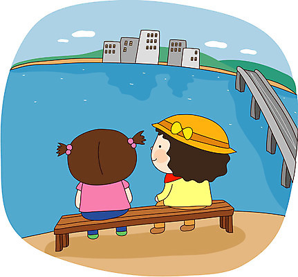 EPS 주간 전신 여자 어린이라이프 어린이 여행 벤치 의자 일러스트 휴가 휴식 사람 앉기 소녀 빌딩 야외 두명 건물 친구 강 도시 강가 가교 여자만 어린이만 소녀만 국내일러스트 자연요소 라이프스타일 건축물 가구 컨셉 관계 모션 파일형식 벡터