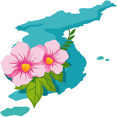 EPS 클립아트 식물 꽃 지도 일러스트 자연 한국 가을꽃 사람없음 무궁화 현충일 한반도 국내일러스트 기념일 아시아 생태계 파일형식 벡터 호국보훈의달 가을_계절