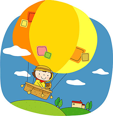 EPS 주간 여자 어린이라이프 초등학생 어린이 여행 일러스트 하늘 휴가 한명 사람 소녀 상반신 야외 열기구 비행 개 여자만 여자한명만 어린이만 소녀만 소녀한명만 국내일러스트 자연요소 1 학생 라이프스타일 포유류 항공교통 파일형식 벡터