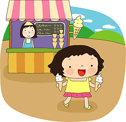 EPS 주간 전신 여자 어린이라이프 어린이 일러스트 아이스크림 서기 사람 야외 두명 상점 군것질 여자만 어린이만 소녀만 국내일러스트 자연요소 라이프스타일 모션 디저트 파일형식 벡터