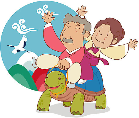 EPS 클립아트 캐릭터 부부 커플 여자 할아버지 노년 남자 할머니 일러스트 사람 두명 전통문양 학 실버 거북이 한복 환갑잔치 노인만 성인만 일러캐릭터 한국전통 전통 문양 기념일 관계 파충류 조류 성인 전통의상 파일형식 벡터