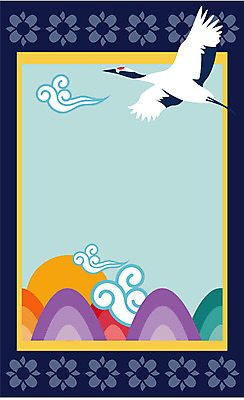 EPS 클립아트 동물 척추동물 일러스트 조류 사람없음 전통문양 학 초대장 축하카드 환갑잔치 국내일러스트 전통 문양 기념일 카드_감사 파일형식 벡터