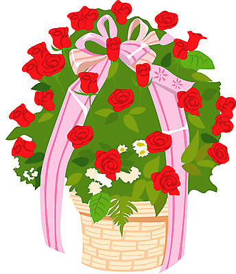 EPS 클립아트 식물 꽃 일러스트 사람없음 장미 축하 꽃바구니 환갑잔치 국내일러스트 기념일 컨셉 바구니 파일형식 벡터