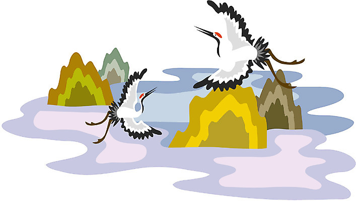 EPS 클립아트 동물 척추동물 일러스트 조류 풍경 사람없음 야외 전통문양 학 십장생 환갑잔치 국내일러스트 전통 문양 기념일 파일형식 벡터