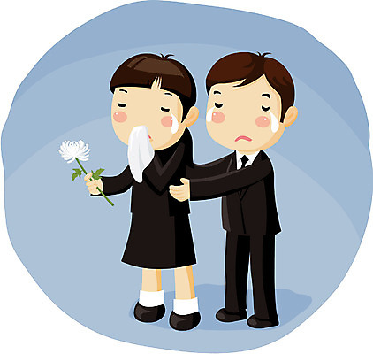 EPS 클립아트 여자 남자 일러스트 사람 두명 슬픔 눈물 손수건 위로 장례 문상 장례식 조문 조문객 국내일러스트 감정 파일형식 벡터