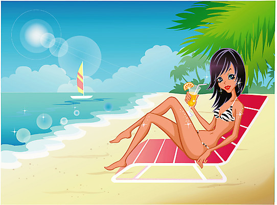EPS 주간 계절 여자 수영복 음료 바다 여행 포즈 일러스트 휴가 휴식 한명 사람 20대 성인 해변 야외 여름 여름휴가 바캉스 비키니 모래사장 선베드 여자만 여자한명만 성인여자만 청년만 청년여자만 성인한명만 청년여자한명만 성인여자한명만 성인만 국내일러스트 자연요소 1 옷 컨셉 의자 청년 파일형식 벡터 여름_계절