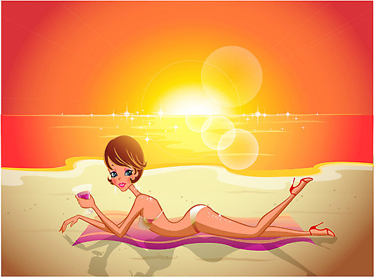 EPS 계절 여자 수영복 음료 바다 여행 포즈 일러스트 휴가 휴식 한명 사람 20대 성인 해변 야외 여름 여름휴가 바캉스 비키니 모래사장 일몰 선탠 여자만 여자한명만 성인여자만 청년만 청년여자만 성인한명만 청년여자한명만 성인여자한명만 성인만 국내일러스트 1 옷 컨셉 청년 노을 파일형식 벡터 여름_계절