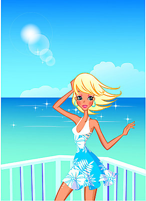 EPS 주간 계절 원피스 여자 수영복 바다 여행 포즈 일러스트 휴가 휴식 한명 사람 20대 성인 야외 여름 여름휴가 바캉스 발코니 여자만 여자한명만 성인여자만 청년만 청년여자만 성인한명만 청년여자한명만 성인여자한명만 성인만 국내일러스트 자연요소 1 옷 컨셉 청년 파일형식 벡터 여름_계절